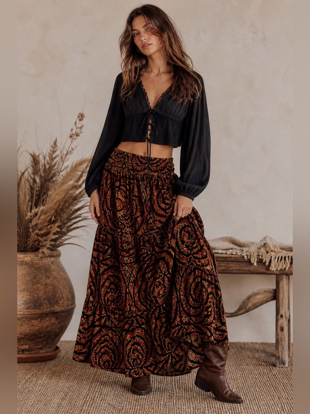 Anthropologie The Somerset Maxi Skirt – Nina Pace Velvet Edition